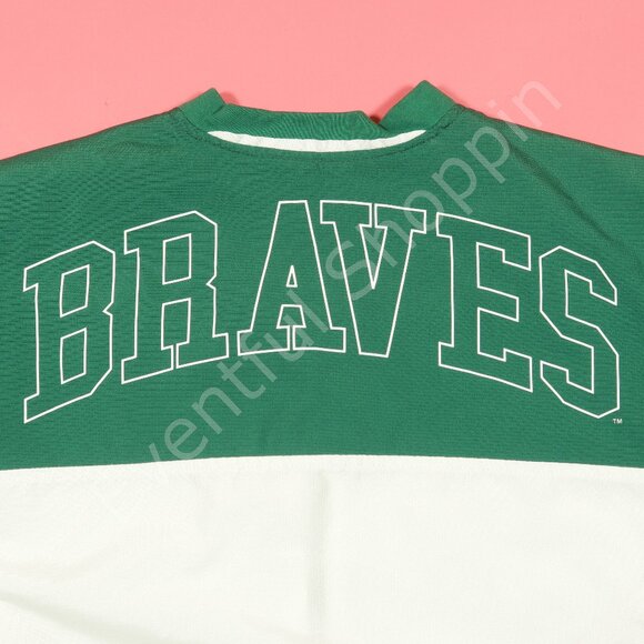 New Era Atlanta Braves Jacket Mens L Green White Coaches Short Sleeve Little A - Picture 4 of 6